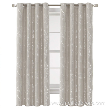 Foil Printed Twig Tree Branch Pattern Curtain Drapes